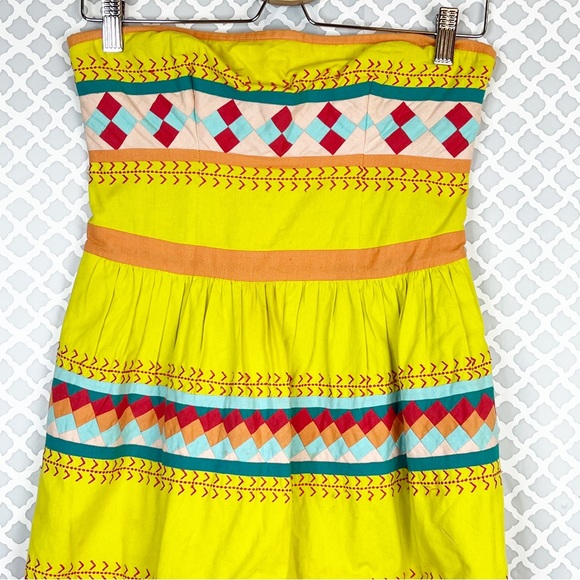 GUC Anthro Leifsdottir Ribboned Quilotoa Strapless Mini Cotton Dress - Picture 3 of 16